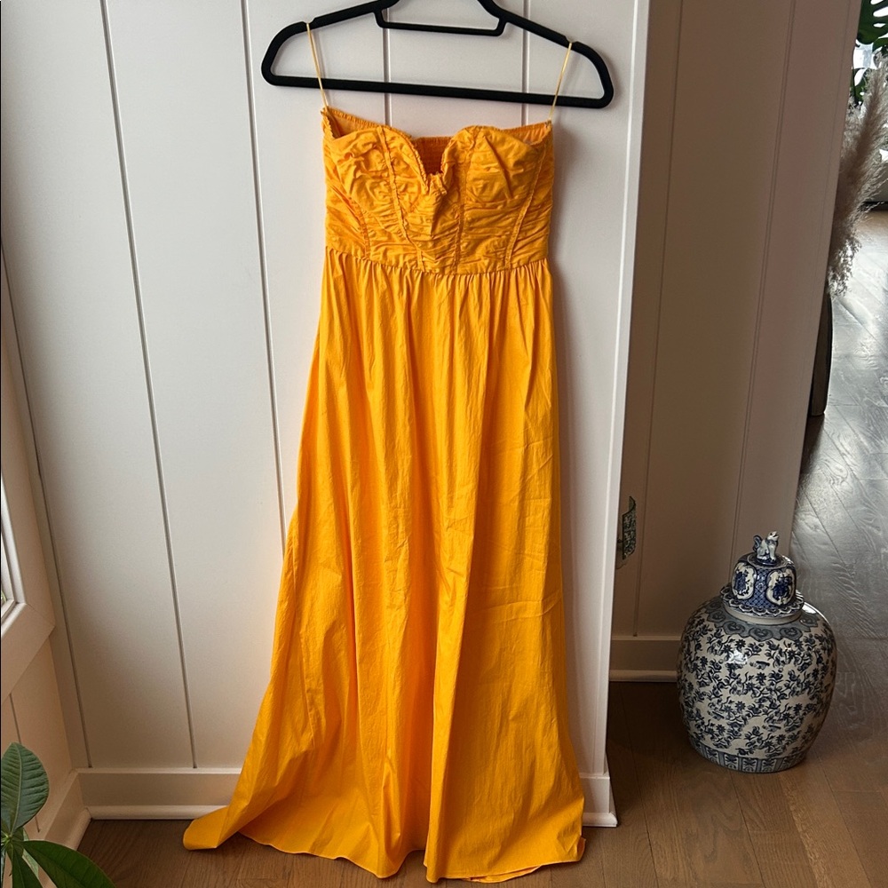 Mango Strapless Dress in Vibrant Yellow